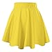JNTworld Women Stretch high Waist Flared Plain Pleated mini skirt, S, yellow