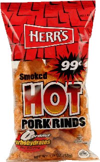 Herr's Hot Pork Rinds 1.25 Oz Bags (24 Pack)