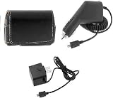 Premium Black Carrying Pouch Leather Case with Belt Clip + Rapid Car Charger + Home Travel Charger for Lg Vx8560 Chocolate 3, Ax300, Ux300, Decoy Vx8610, Lx400, Env2 Vx9100, Glimmer Ax830, Ux830 Cell Phone