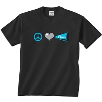 Peace Love Cheer Short Sleeve Cheerleading T-Shirt (Design on Front) by ChalkTalkSPORTS