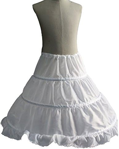 Dresstail Girl's 3 Hoops Crinoline Slips Flower Girl's Petticoat Lace Eadge