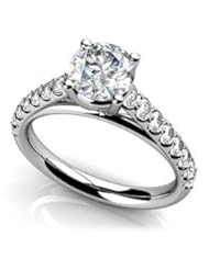 Jewelry: 1.40 ct Ladys Round Cut Diamond Engagement Ring in 14 kt White Gold size 6 - AGK Diamonds