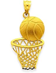 14K Gold Basketball & Hoop Charm Sports Jewelry