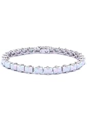 Best Seller Radiant Cut Lab Created White Opal .925 Sterling Silver Bracelet 7.5" 13.9 Grams