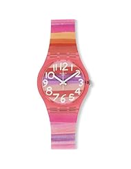 Swatch GP140 Astilbe Analog Pink White Plastic Folio Unisex Watch NEW