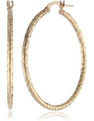14k Yellow Gold Italian Fancy Hammered 30 mm Hoop Earrings