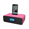 Ottavo Speaker Docking Station with Alarm Clock for All Generation iPods and iPod Touch - Pink