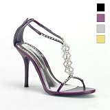 Pleaser Shoes Women's ENCHANT-18, 4'' Back-Zip T-Strap Sandal W/Rhinestones
