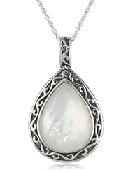 Sterling Silver Mother-of-Pearl Teardrop Rock Crystal Pendant Necklace, 18"