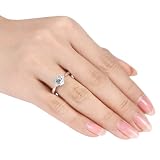Sterling Silver 1 CT TGW Sky Blue Topaz 0.03 CT TDW Diamond Fashion Ring (H-I, I3)