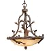 Search Our Specialty Mall : Aspen - 4 Light Rustic Pendant Lighting Fixture - Pine Tree - Brushed Amber Glass - B2700
