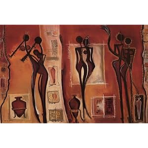 African Style Art Poster Print, 36x24 by Framed Art