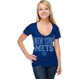 New York Mets Women's Royal Baby Jersey Short Sleeve V-neck T-shirt