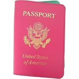 Azalea Turqoise Solid Colors Baekgaard Leather Brights genuine leather embossed passport holder ~ 18+ Colors