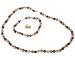 Jewelry : Freshwater Multi Color Chocolate 6-6.5mm Pearl Earring, Necklace, and Bracelet Set with 14K Yellow Gold Clasp
