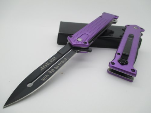 1 X TAC-FORCE Assisted Opening Linerlock Belt Clip Purple Joker Design A/O Speed Rescue Knife 1 X TAC-FORCE Assisted Opening Linerlock Belt Clip Purple Joker Design A/O Speed Rescue Knife