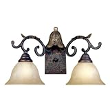 Bath Collection Double Light Bracket In Cracked Bronze With Silver Finish - 2 Bulbs