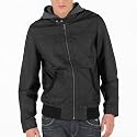 Bench Mens Jersey Hooded Leather Jacket Black