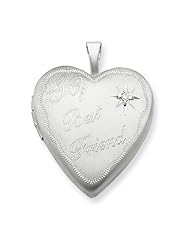 Sterling Silver 20mm Best Friend with Diamond Heart Locket. Metal Wt- 3.4g