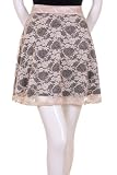 Must Have Gold Floral Lace Overlay Black Lining Gold Band Zippered Back A-line Short Skirt Gold