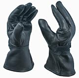 Black Gauntlet Deerskin Motorcycle Glove with 40 gram Thinsulate Lining