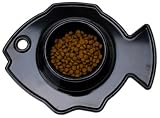 Outdoor Living : Present Time  Cat Bowl, Fish Shape, Melamine, Black