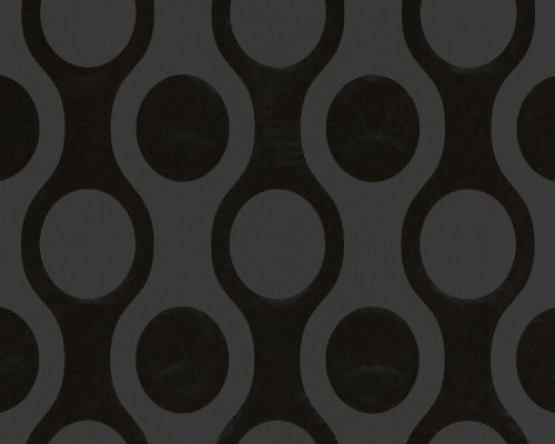 551955 FLOCK Tapete in schwarz von Livingwalls (ASCreation) als Vliestapete, Design: schwarzschwarz,schwarze Tapete,retro,retrokreise