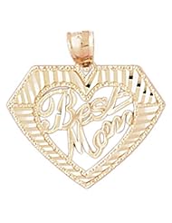 Dazzlers Solid 14k Gold Best Mom Heart Charm Pendant Available in three colors from jewelsberry (weights: 2 grams only)