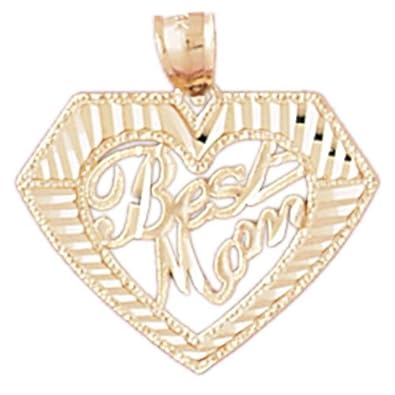 Cheap Girls Jewelry Dazzlers Solid 14k Gold Best Mom Heart Charm Pendant Available in three colors from jewelsberry (weights: 2 grams only) For Sale