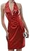 CERRITOS Sequin Halter Dress W/Rhinestone Pendant Red