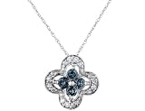 Blue & White Diamond Pendant 1/2 Carat (ctw) in 14K White Gold