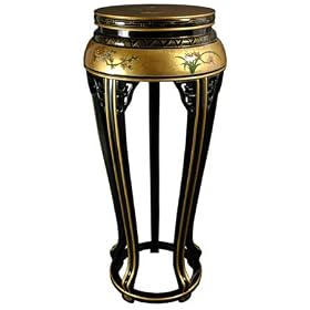 Asian Home Decor Accent - 36 Lacquered Oriental Style Plant Display Stand (Gold Leaf) by ORIENTAL FURNITURE