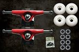 red skateboard trucks white wheels bearing hardware set kit (com-9117)
