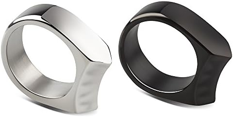 TOOTOBUY Handmade Stainless Steel Self Defense Survival Tool EDC Ring (silver)