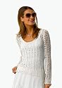 LeComte Damen-Pullover Damen-Pulli Designer-Lochmusterpulli wei&szlig;