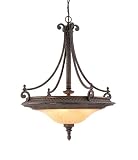 Murray Feiss F1676/4PAL Four-Light Casbah Uplight Chandelier, Palladio with Amber Etched Glass Bowl