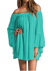 Belted Sheer  Off the Shoulder Rayon Summer Tunic/Mini Dress  With Ruffles