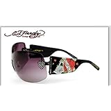 ED HARDY EHS 023 ZEKE BLACK RIMLESS SWAROSKI SHIELD SUNGLASSES