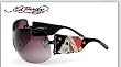 ED HARDY EHS 023 ZEKE BLACK RIMLESS SWAROSKI SHIELD SUNGLASSES