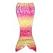 Owone Box Girls 3pcs Swimmable Mermaid Tail Costume Swimwear Princess Bikini Swimsuit 6, Rainbow, 5-6 Years