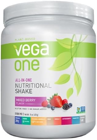 Vega One All-In-One Nutritional Shake, Small Tub, Berry 15 oz (Pack of 1)