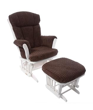 Dutalier Penny White Recliner - Jumbo Chord Chocolate Cushions