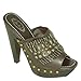 Brieten Women's Studded Peep Toe Platform High Heel Mules