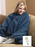 Sunbeam Denim Blue Fleece Electric Heated Warming Throw Blanket