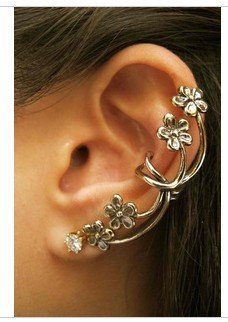 Classic Retro Flower Ear Clip Ear Stud Earring Gothic Earring Puck Rock Earring 1 Piece Antique Brass Color