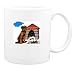 Mug with bone, dog, sitting, brown, house