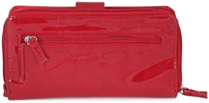 Mundi Women's Patent PVC Incredible Bulk Wallet Organizer Checkbook (Dark Red)