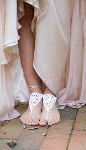 White Wedding Crochet Barefoot Sandals,Bridesmaid Barefoot Sandals,Sexy Sandals,Beach Wedding,Destination Wedding,Bridesmaid Accessory