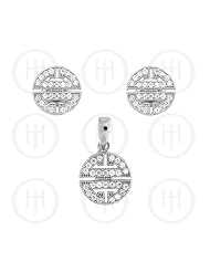 Sterling Silver -Micro Pave Earrings Pendant Set (PS-1025-S)
