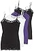 4 Pack Zenana Women's Lace Trim Tanks Small Black, Black, White, Purple